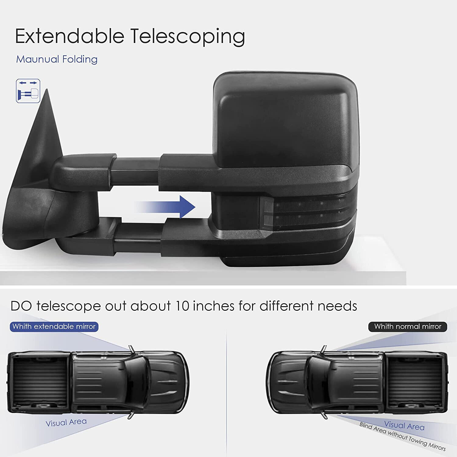 Pair Power Heated Tow Mirrors For 2007-2013 Chevy Silverado GMC Sierra Yukon XL