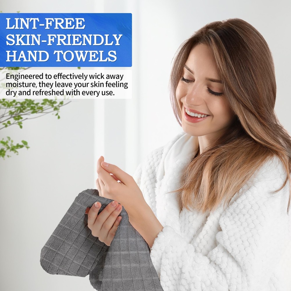 2 Microfiber Towels, Lightweight Quick Dry, Spa Salon Bathroom, Gray