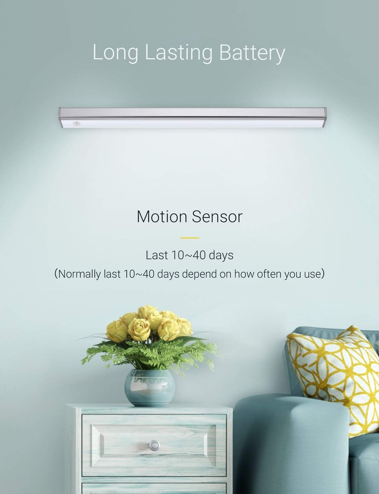 Automatic Wireless 48 Kitchen Cabinet Lighting Motion Rechargeable Closet Lig...