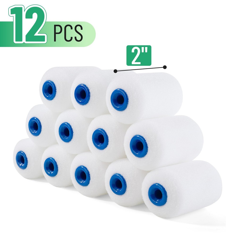 Bates Choice Foam Paint Roller Covers, 2", 12 Pack, High Density Mini White