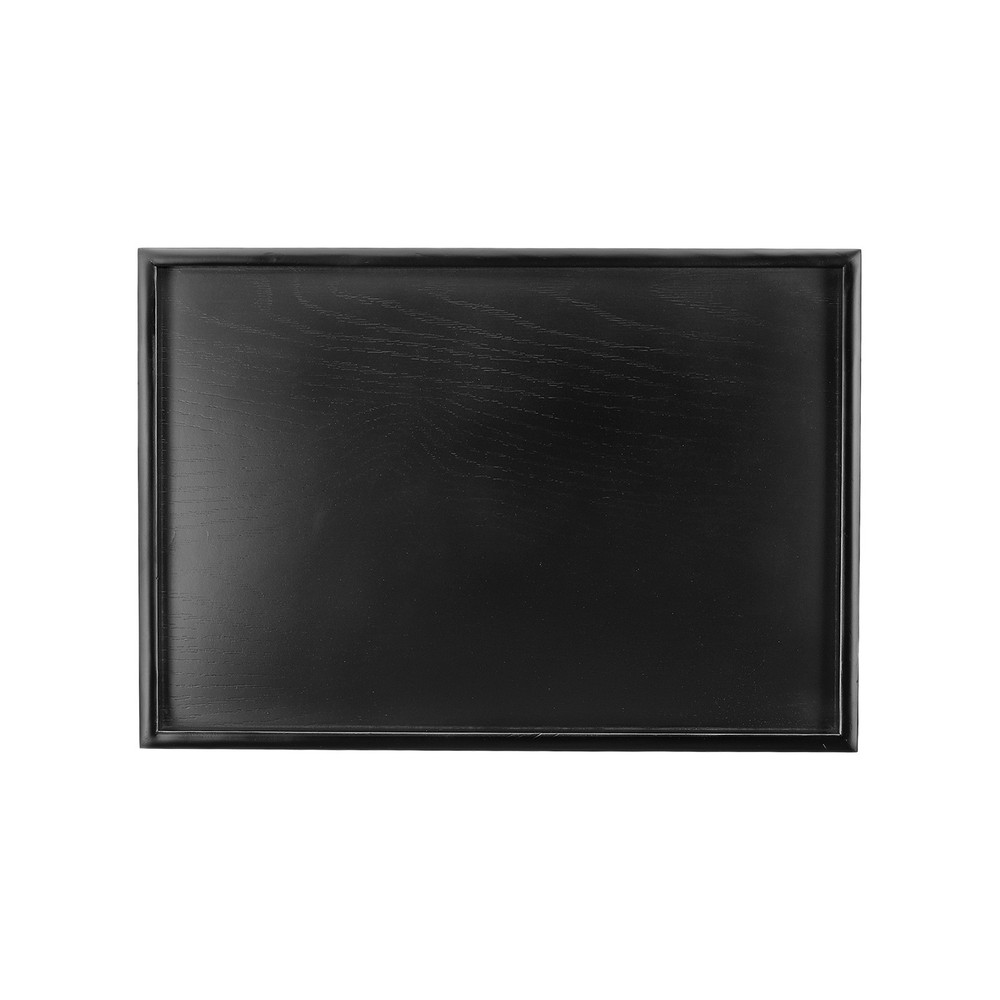 15.8x11 Inch Wooden Serving Tray Rectangular Decorative Platter, Black