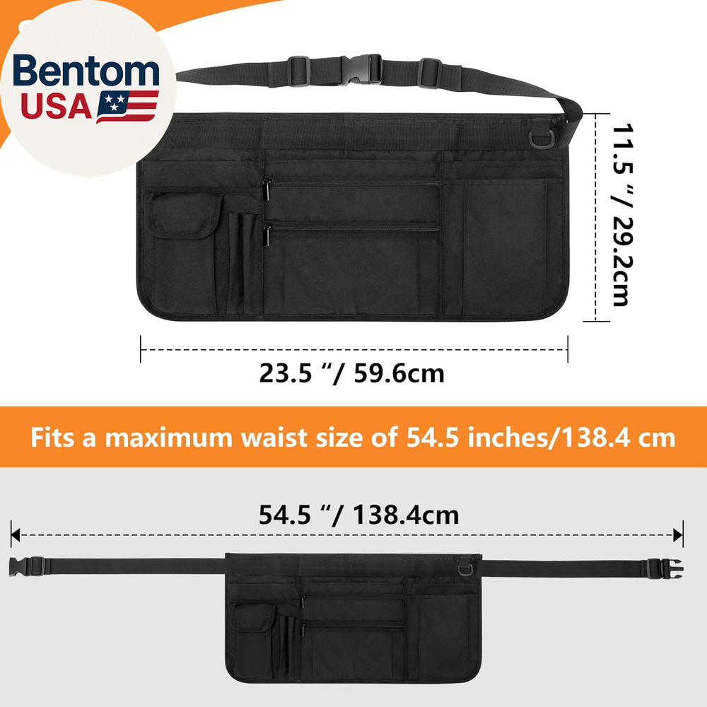 Waitress Server Apron with Multiple Pockets, Half Apron with Adjustable Belt for