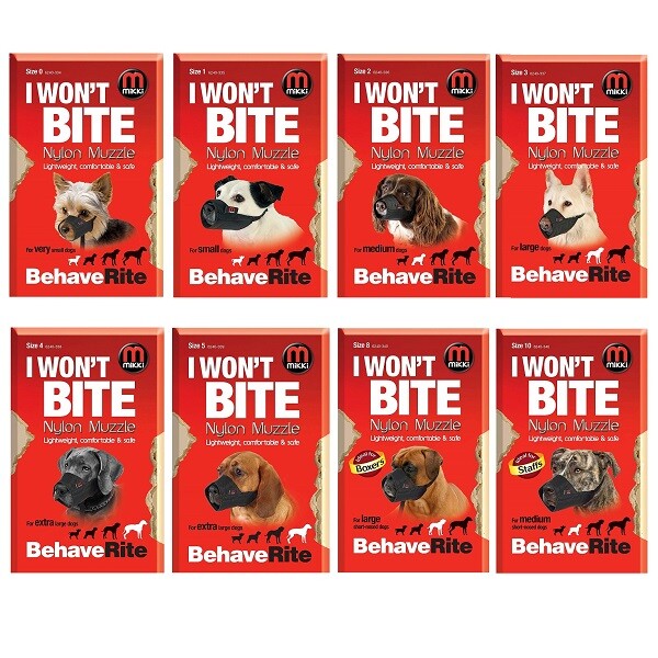 Mikki Muzzle for Dogs XS-XL Size 0-10 Soft Nylon Bite Protection Dog Training