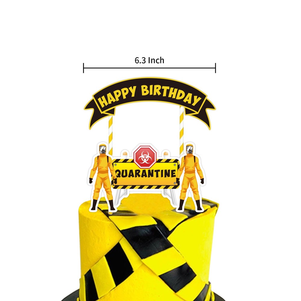 Quarantine Party Decorations Theme Epidemic Pull Flag Birthday Cake Insert Card