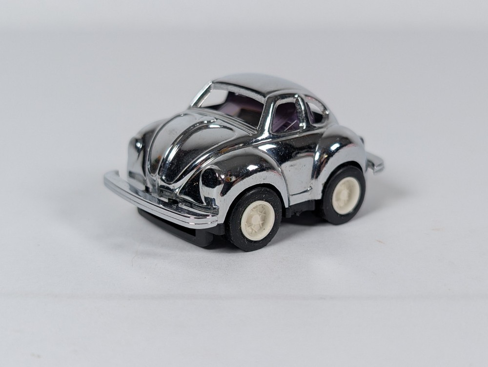 UNTESTED Vintage 80s Volkswagen Beetle Bug Mini Clock Watch Chrome 2" Novelty