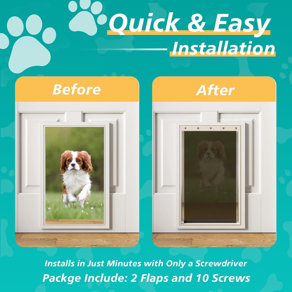 2PACK Large Dog Door Replacement Flaps with Screws - Pet Large, Gray