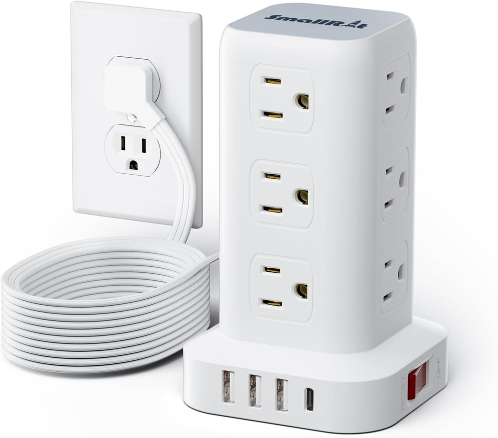 Extension Cord with Multiple Outlets, Flat Plug Surge Protector Power Strip Tow