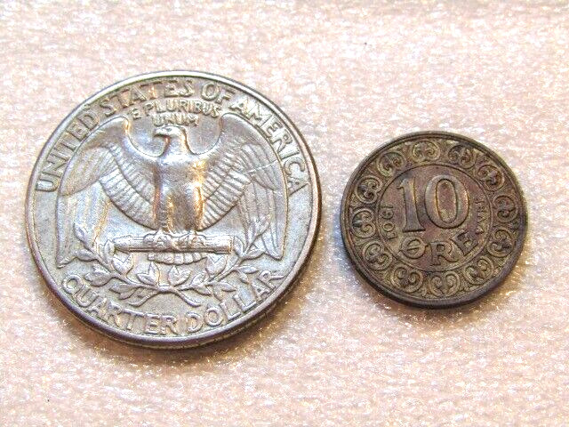 1907 Denmark 10 Ore Silver Coin