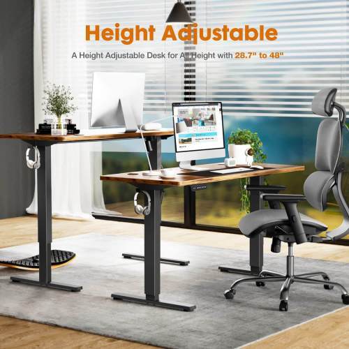 48' x 24" Electric Height Adjustable Standing Desk Computer Study Home Brown