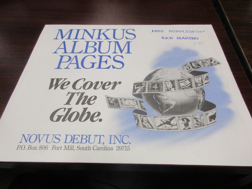 "MINKUS" ALBUM PAGES 1992  SUPPLEMENT SAN MARINO    W/FREE SHIPPING!!!