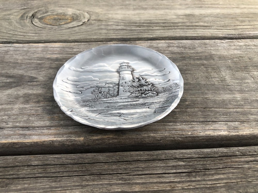 Wendell August Forge Lighthouse Coaster Plate Solid Bronze Marblehead OH 4-3/8"