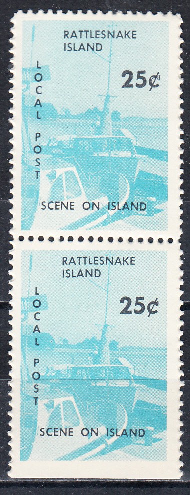 W RATTLESNAKE ISLAND 03 (3) DEFINITIVE PERFORATED PALE BLUE IMPERF BOTTOM PAIR