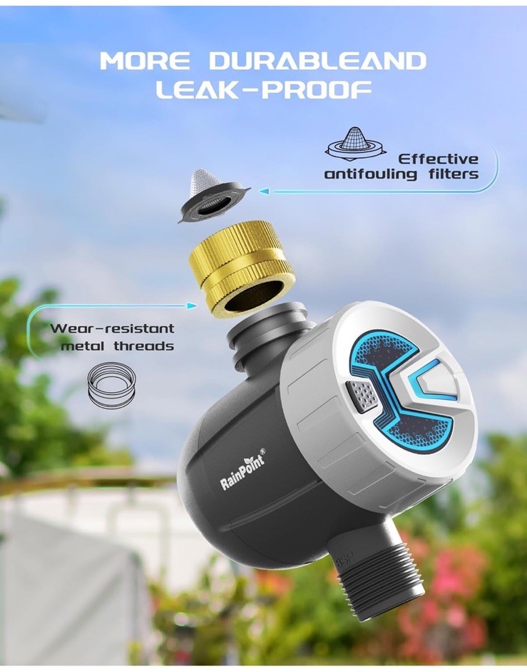 RAINPOINT WiFi Water Timer, Brass Inlet Smart Hose Faucet Timer, Automatic Irrig