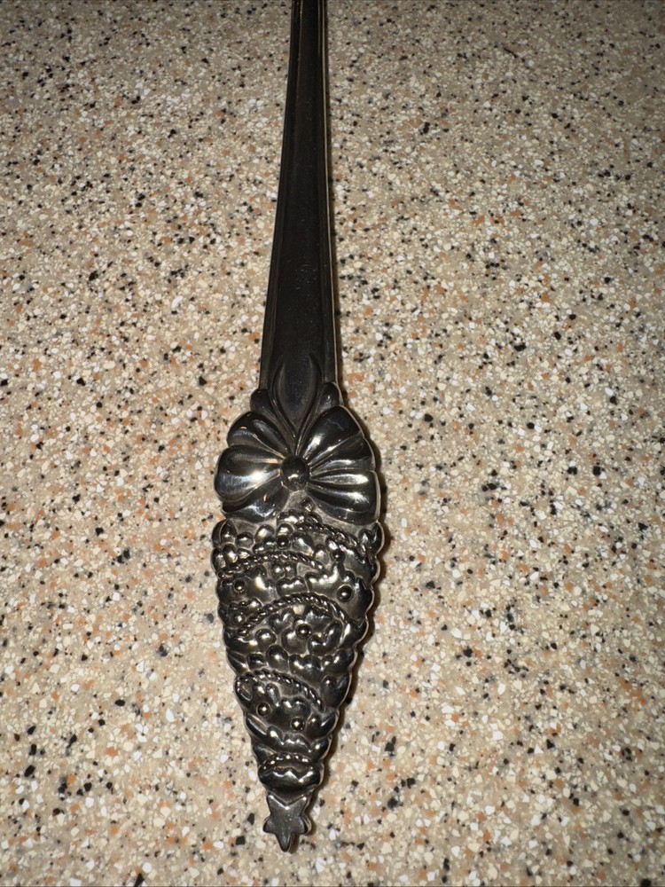 11.5” Silverplate Serving Fork w/ Christmas Tree & Bow Design on Handle Spode Lk