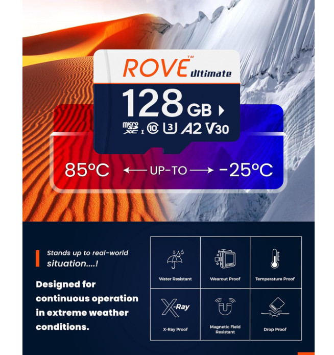 ROVE Ultimate Micro SD Card microSDXC 128GB Memory Card with USB 3.2 Type C