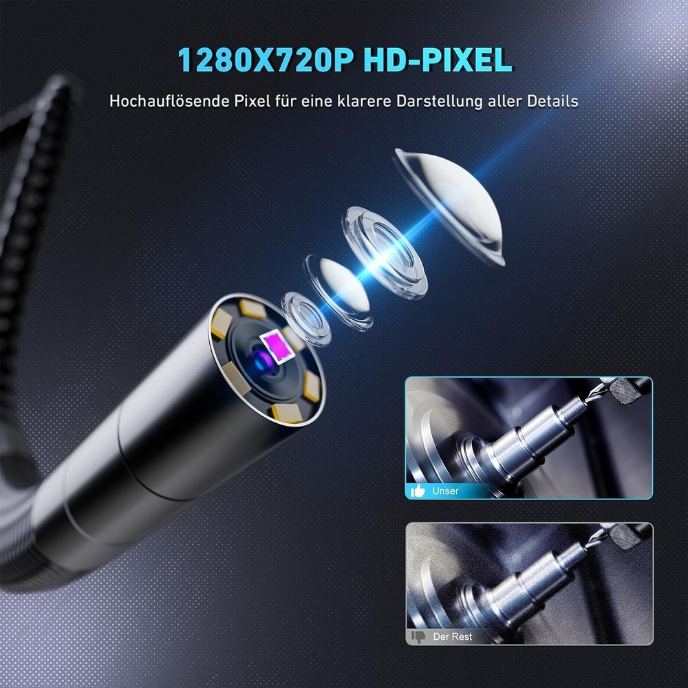 Articulating Borescope Endoscope Camera with Light, 210° Dual-Direction Snake...