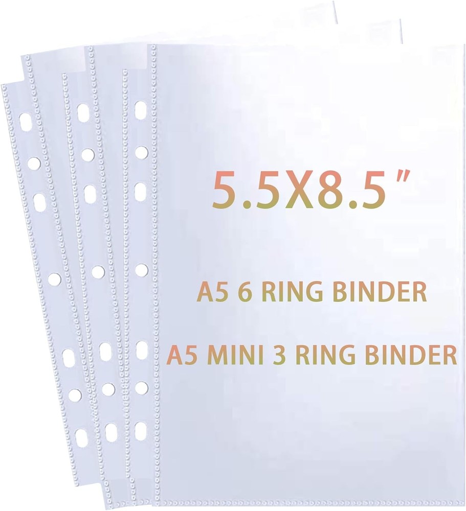 80 Poets ” Sheet Protector Sleeves for 6 Ring A5 Binder, A5 Mini 3 Ring