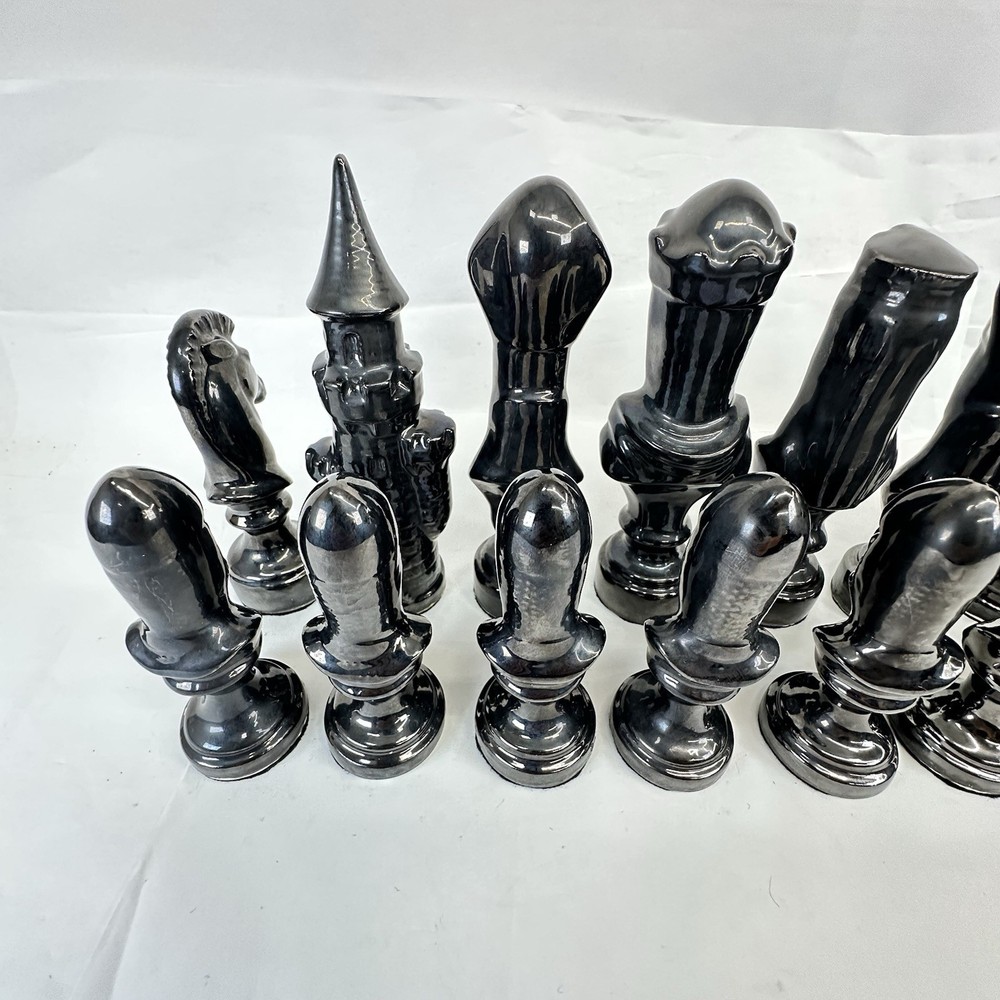 Ceramic Bisque 32 Piece Large Scioto Chess Set 1979