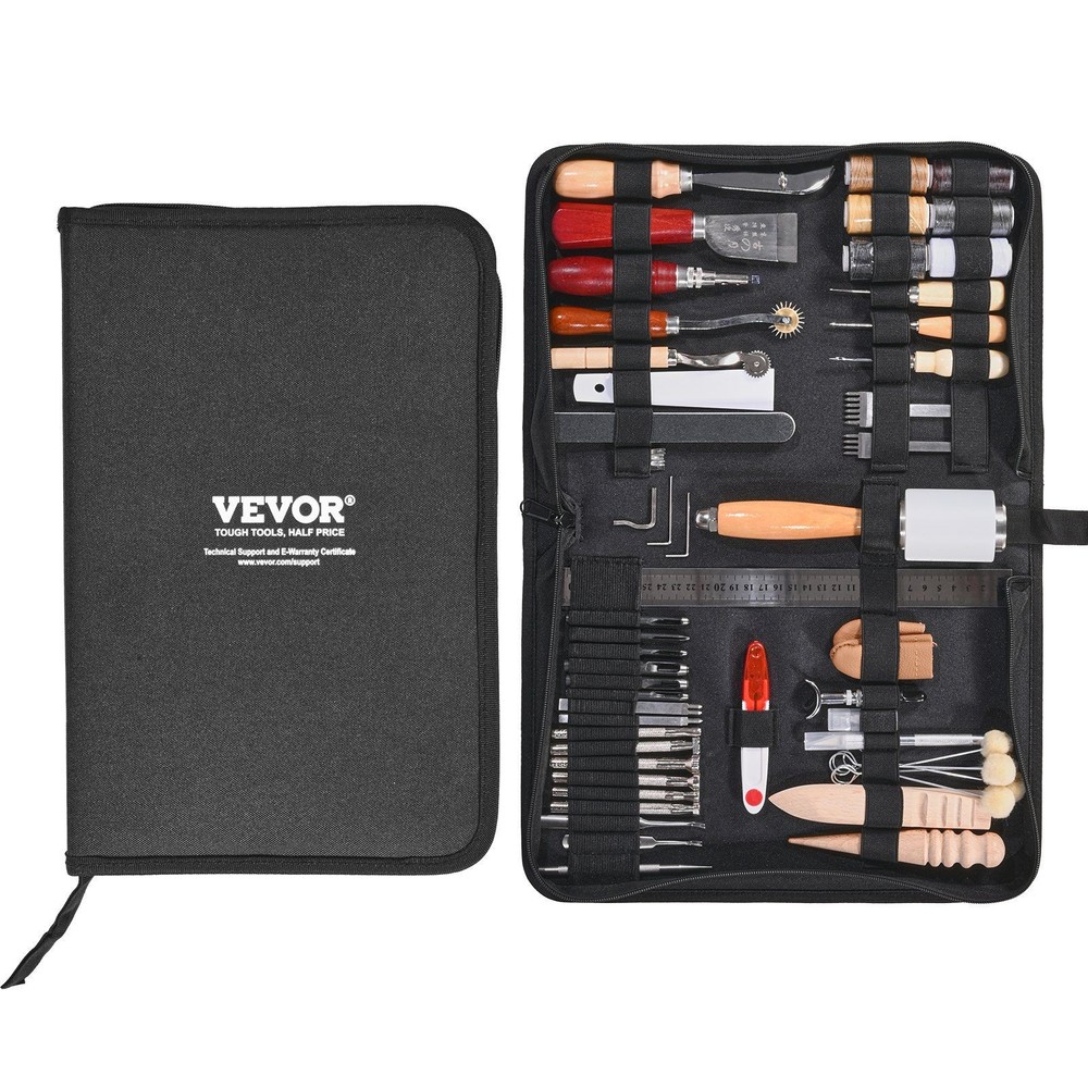 Ultimate Leather Artistry Kit Containing 59 Durable Craft Instruments