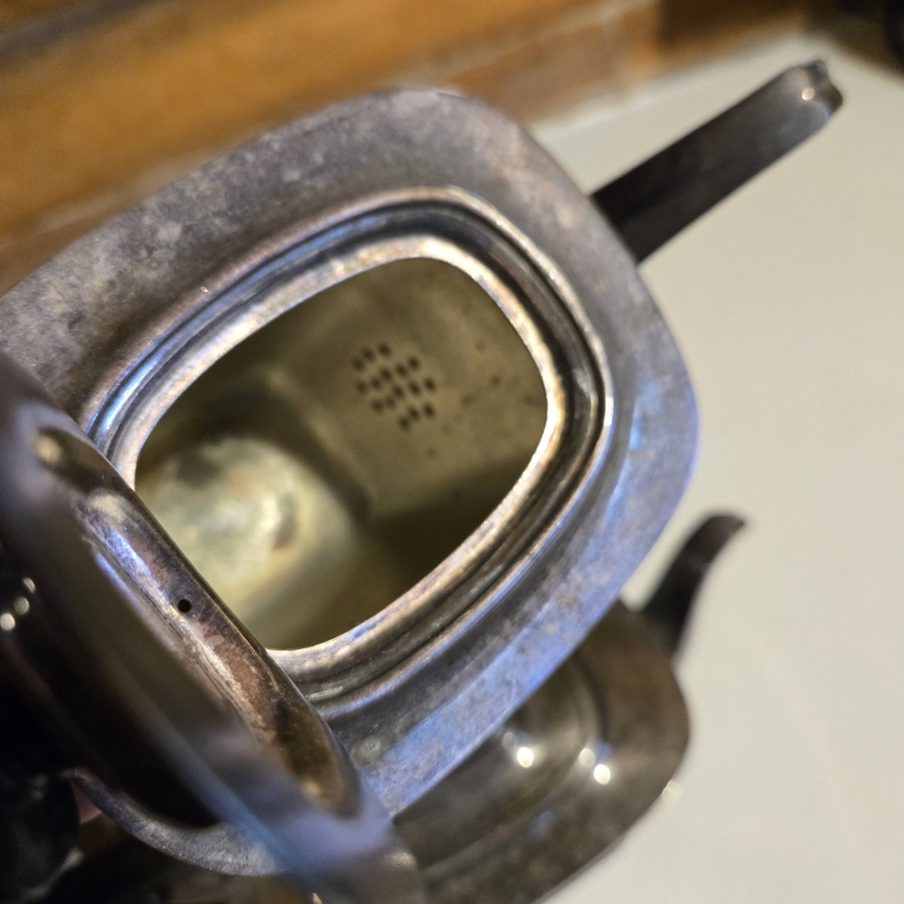 Hecworth Scheffield Tea Coffee Set Silverplate Brutalist Gothic Aged Patina 5 Pc