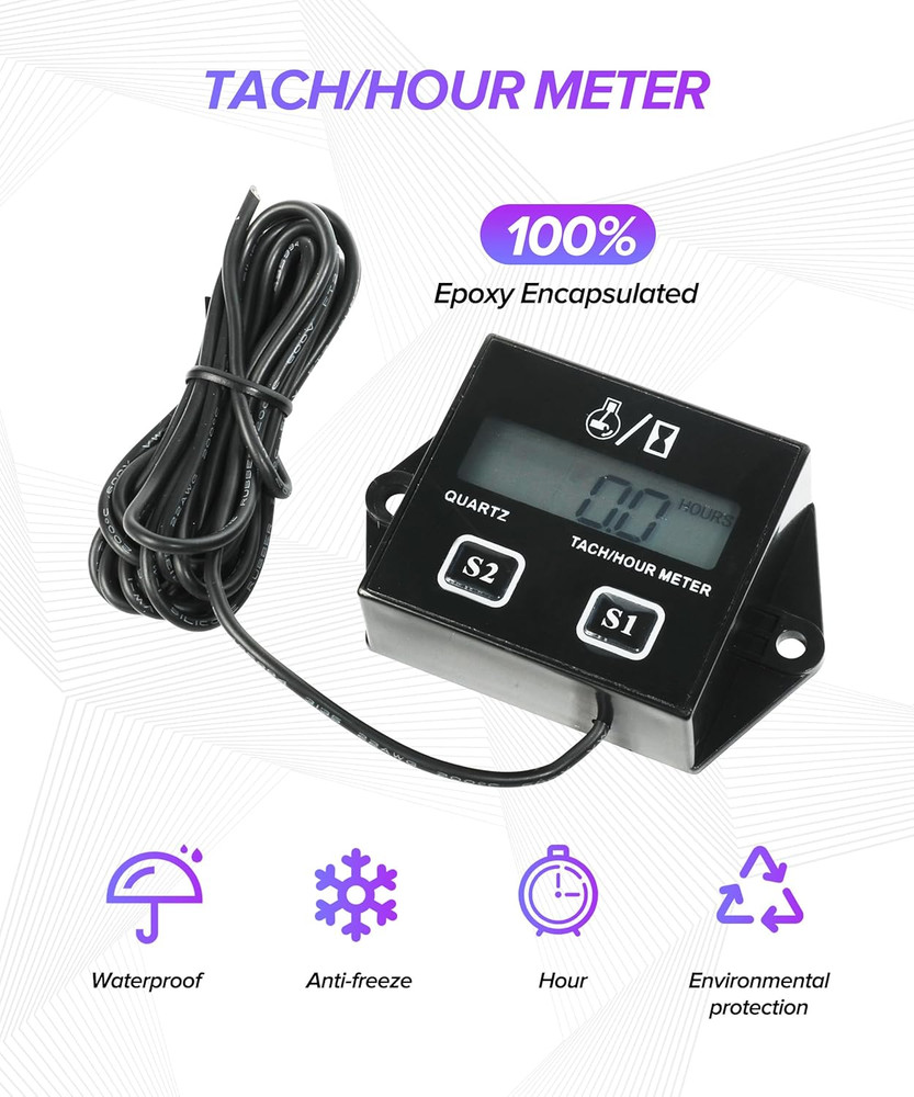 Tachometer,Car Accessories Small Engine Tachometer,Waterproof Inductive Tacho Ga