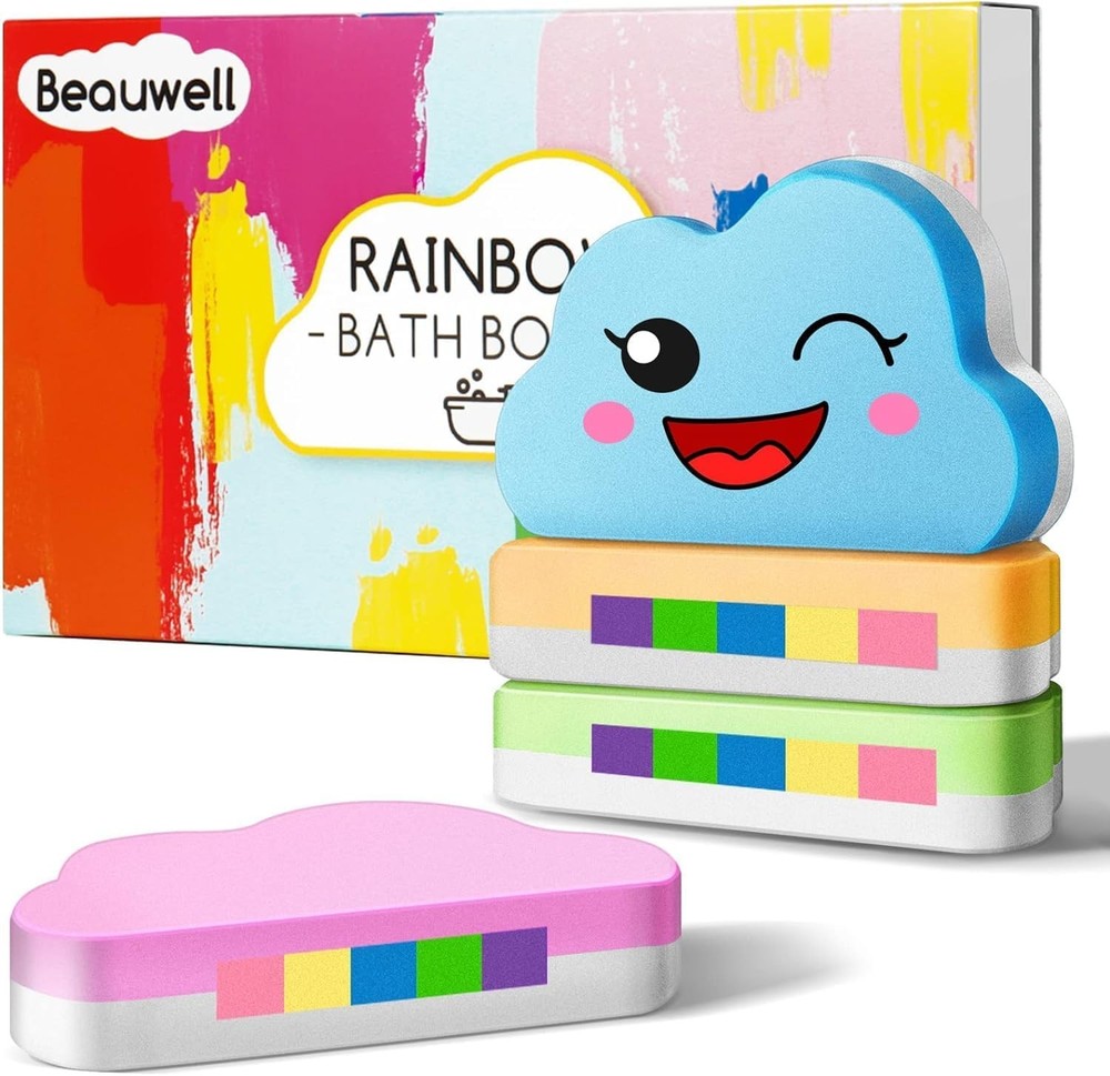 Rainbow Bath Bombs 4Pc Kids Gift Set Fizzy