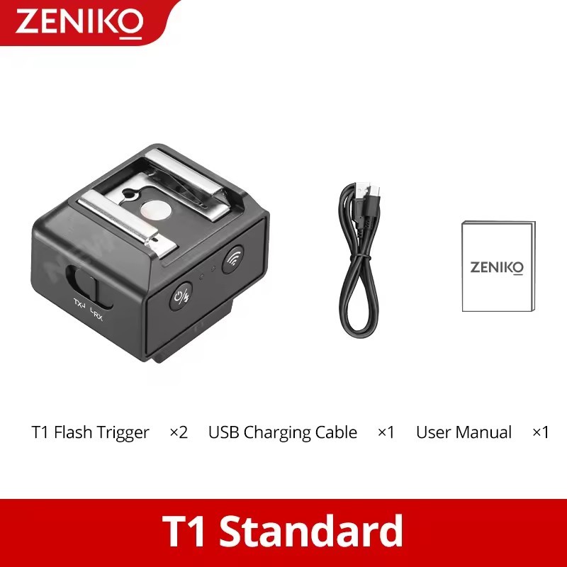 2x ZENIKO T1 2.4G Universal Hot Shoe Wireless Camera Transmitter Flash Trigger