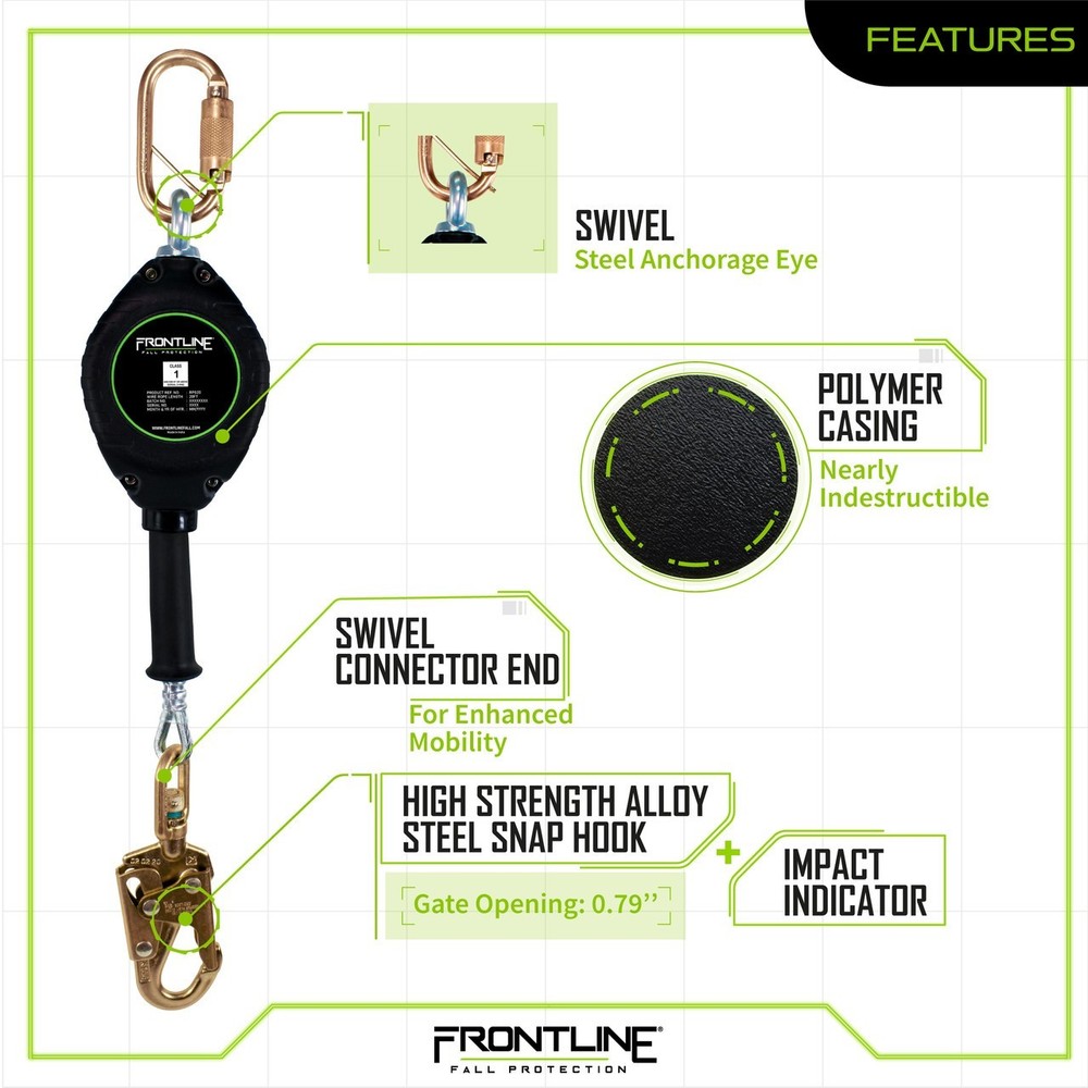 Frontline RPG20 Cable 20' SRL with Steel Snap Hook End