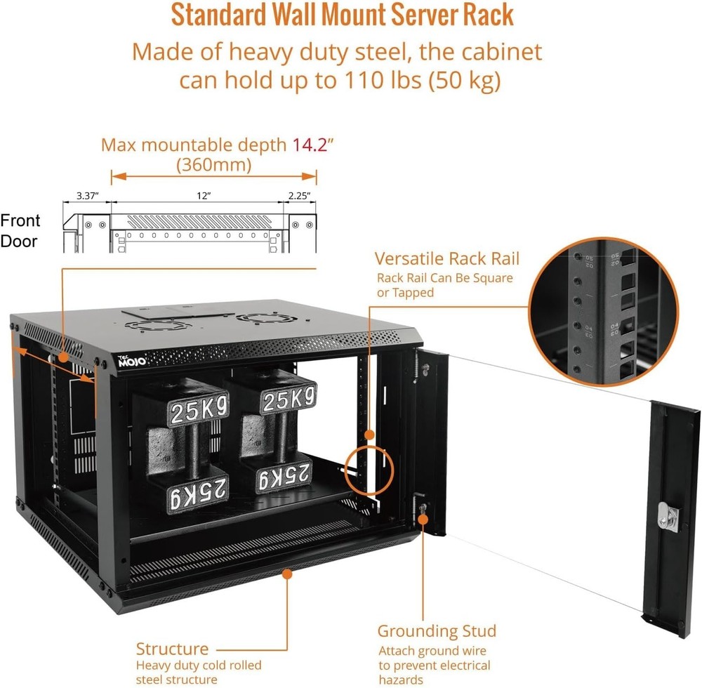 Tecmojo 6U Wall Mount Server Cabinet IT Network Rack Lockable Door #3675P T5