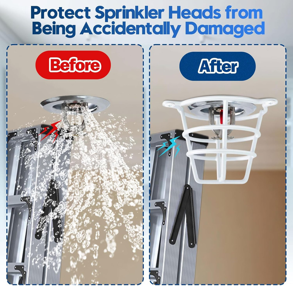 Happy Tree (6 Pack) White Fire Sprinkler Head Guard Cover Cage Protector for Bot