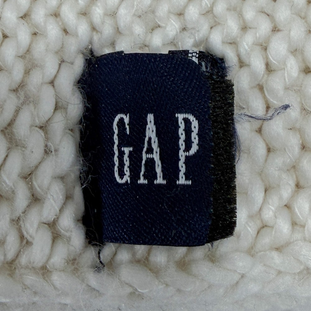 90's Cable Knit White Beanie GAP OS