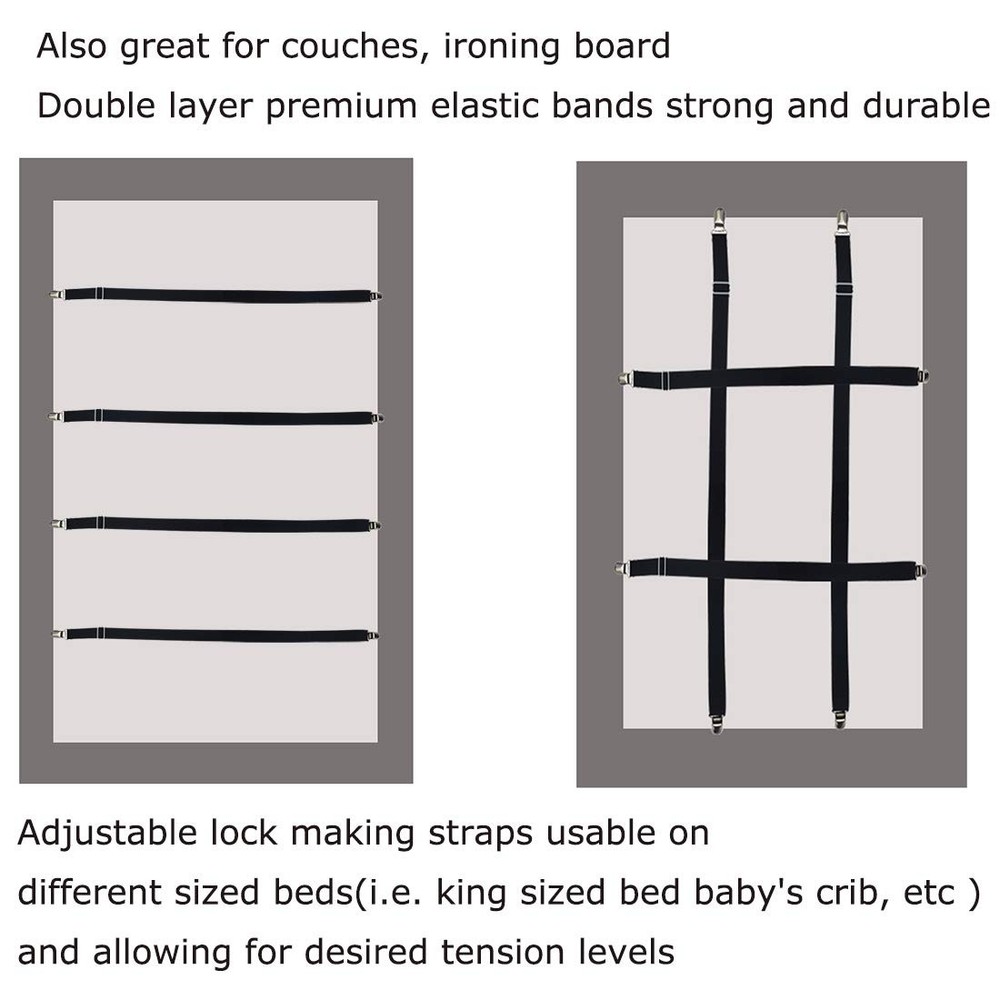 Eopocdor Long Bed Sheet Clips,Adjustable Fitted Sheets King, White