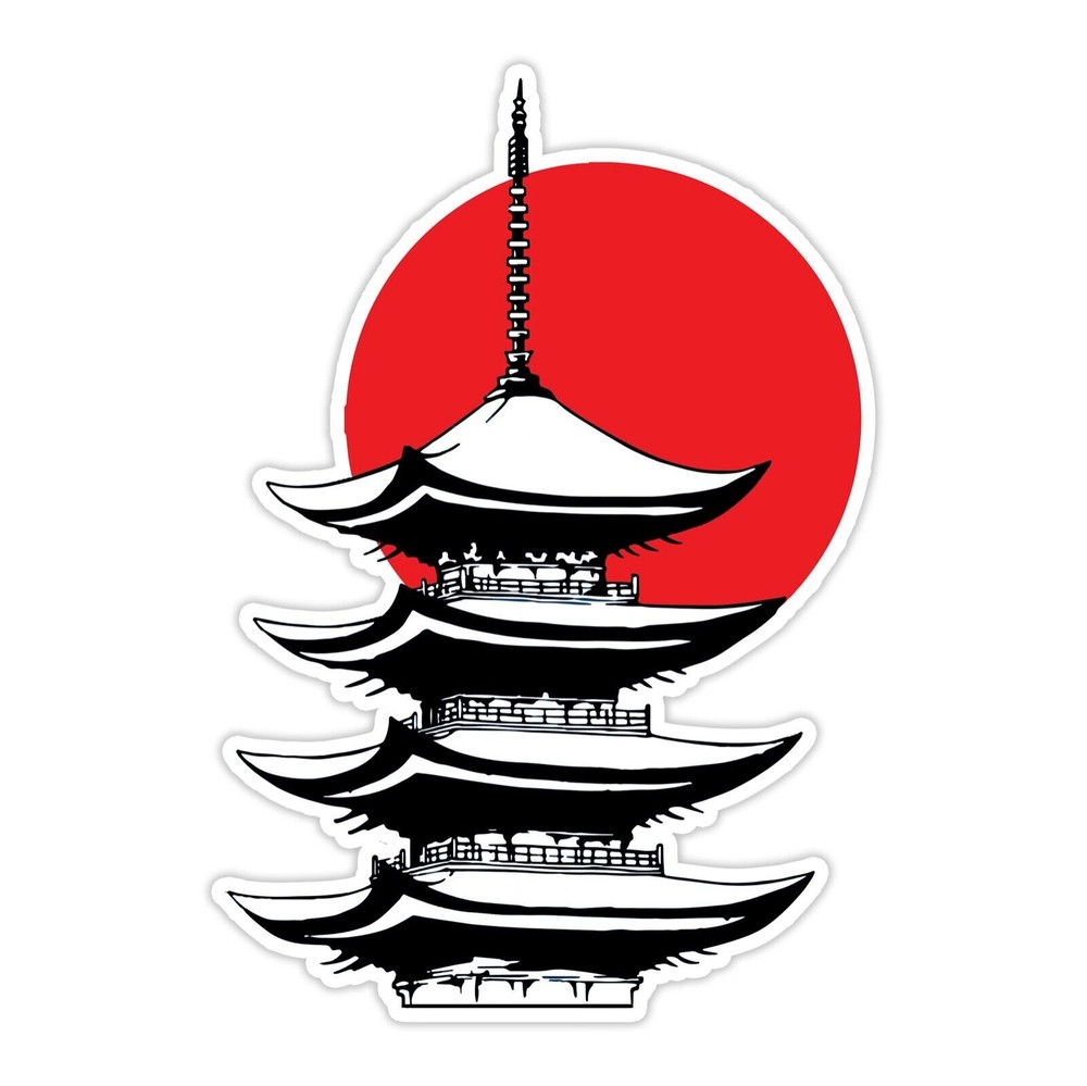 Japan Red Rising Sun Sticker Decal