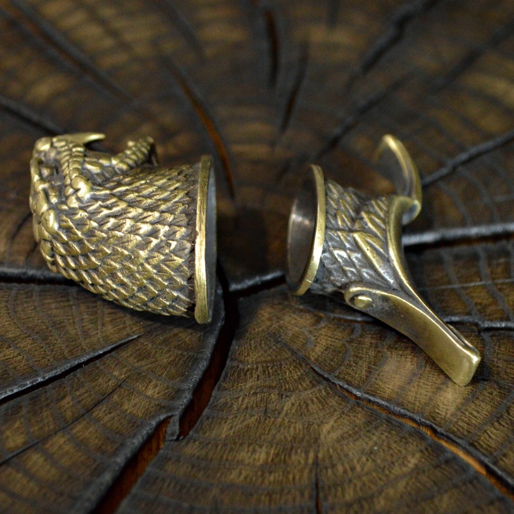 Set Basilisk unique solid bronze finger guard bolster & pommel for custom knife