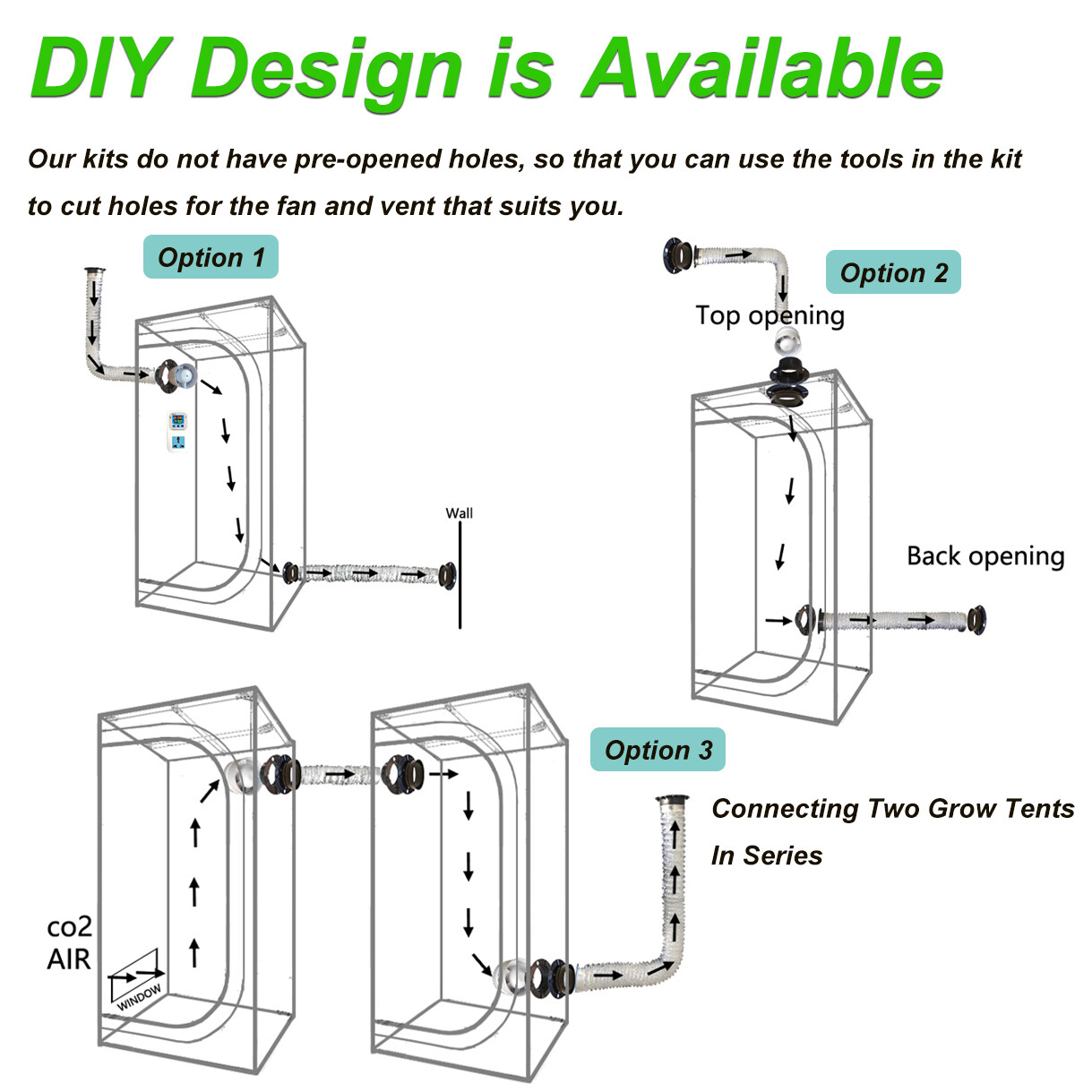 Complete Grow Tent Kit w/Full Spectrum Grow Light+Ventilation System+Timer+Tools