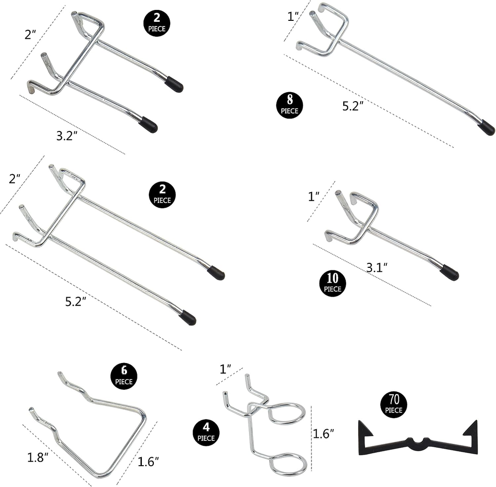 170PCS Pegboard Hooks Assorted | Peg Board Hooks for Hanging Tools - Ideal for P