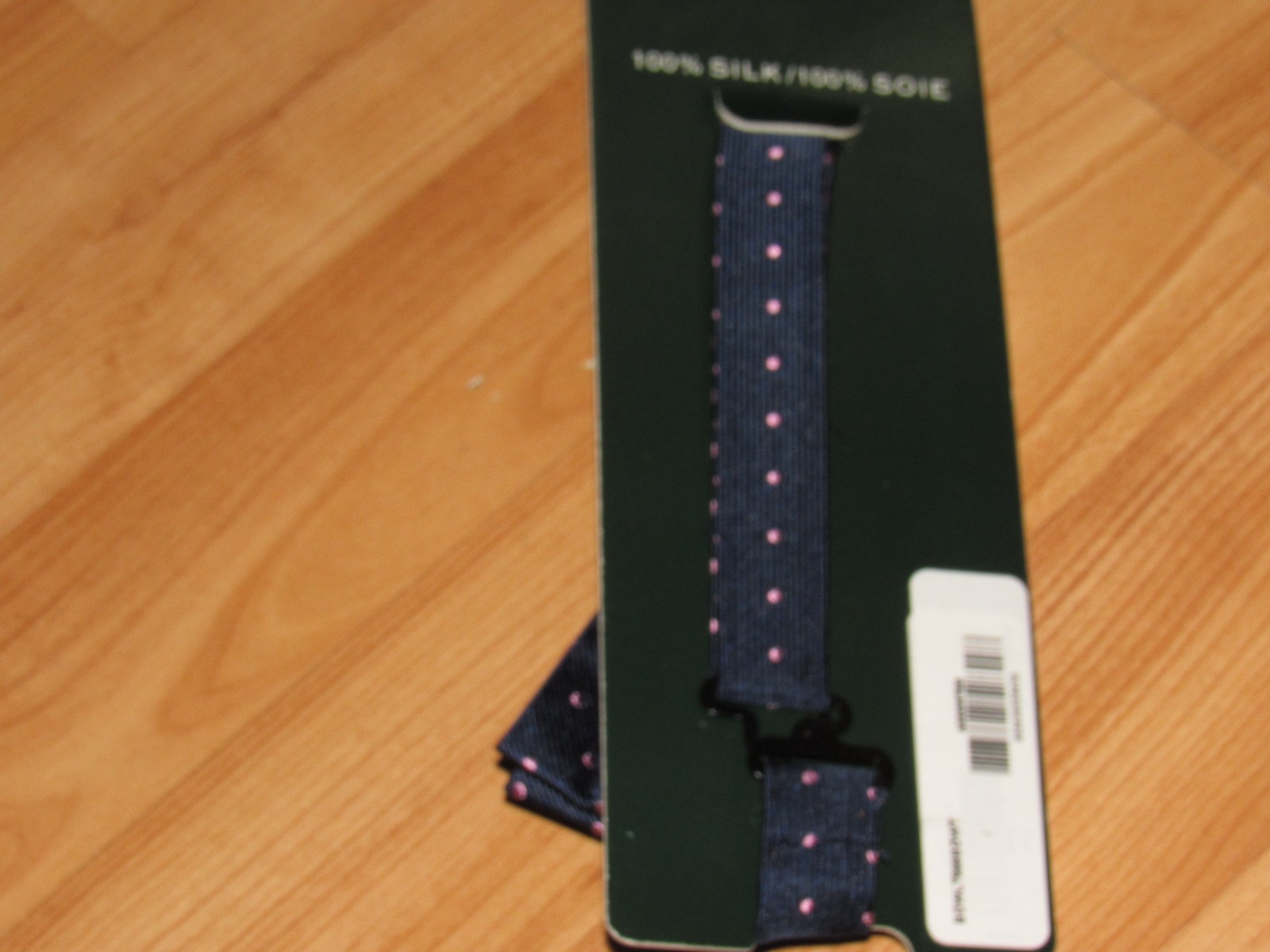 NWT New RALPH LAUREN Boy's 100% Silk Bow Tie Blue With Pink Dots Clasp On