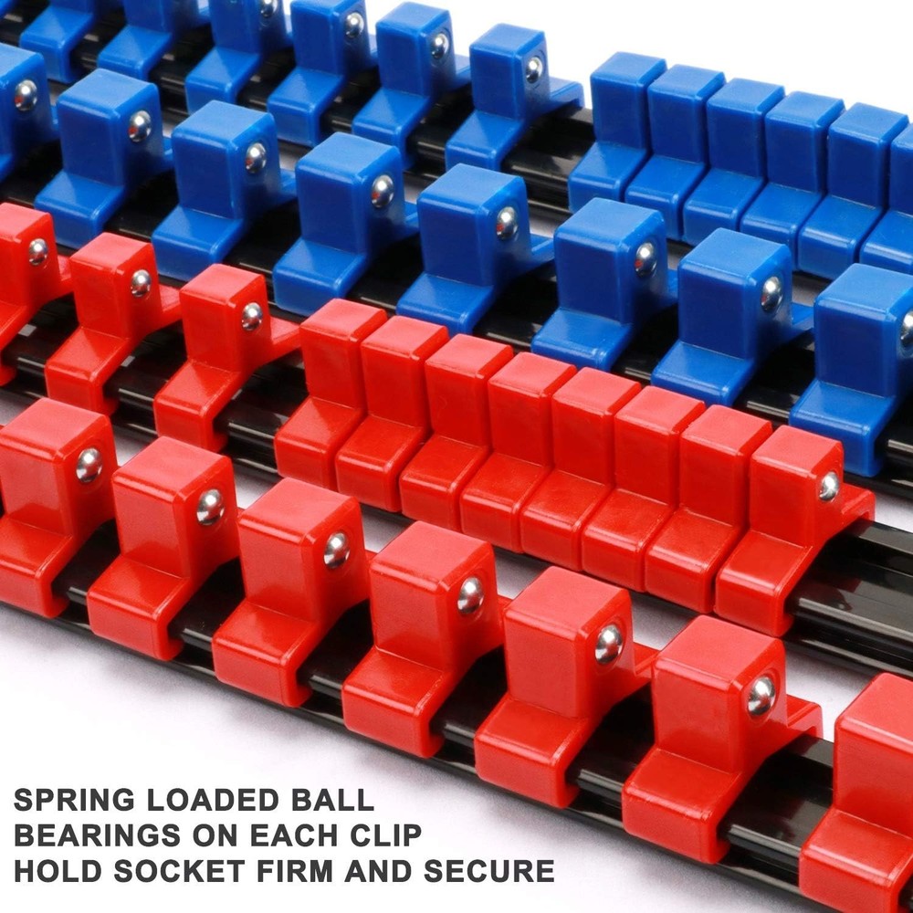 Heavy-Duty 6-Piece Socket Organizer with Color-Coded Clips for Easy Access