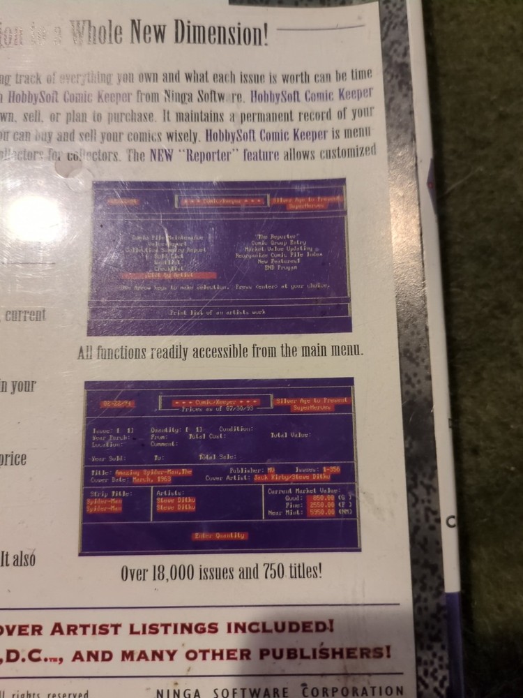 Vtg. Comic Book Keeper Computer PC Software Collection Organize Value Etc Sealed