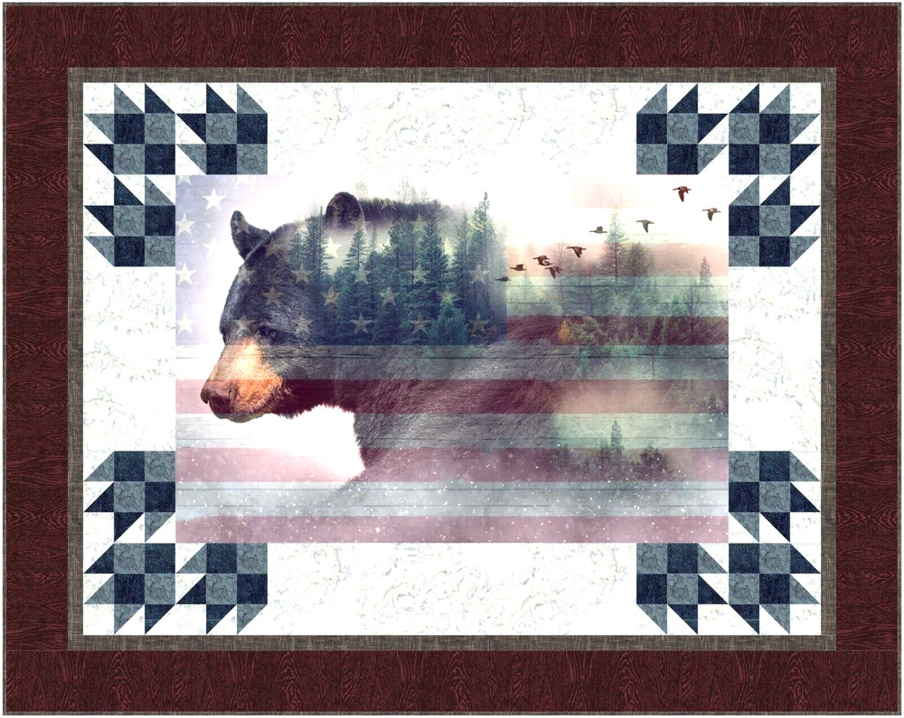 American Wild Bear Quilt Pattern 58" X 46"