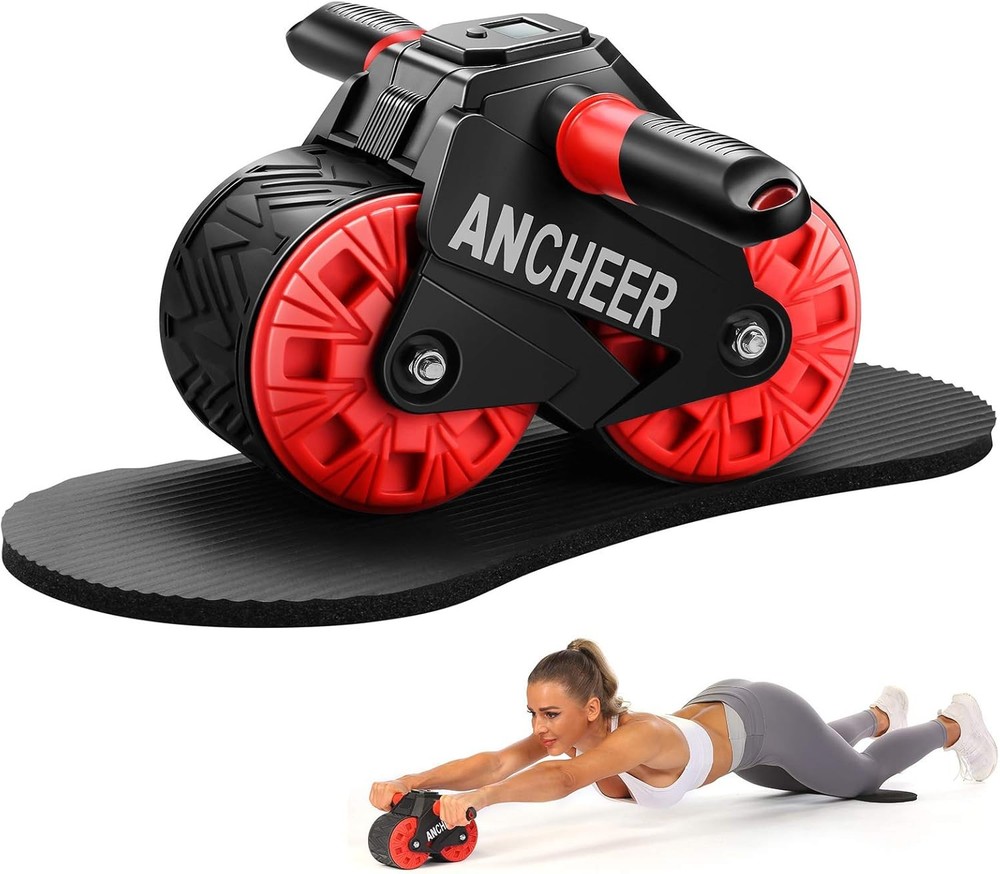 ANCHEER Portable Ab Roller with Knee Pad and LED Display