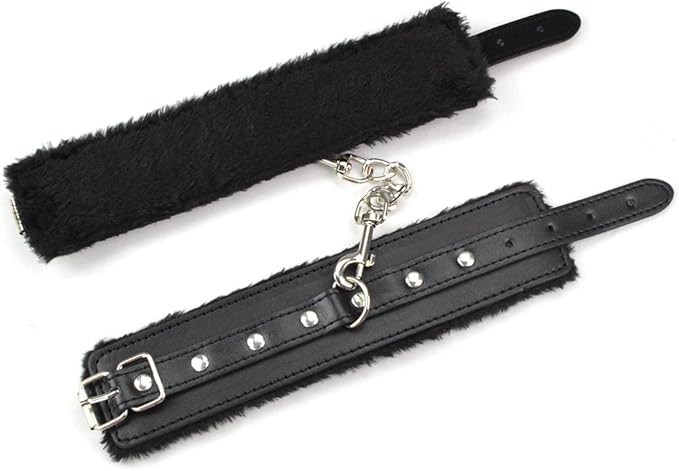 Adjustable Plush Handcuffs | Soft PU Leather Bondage Restraints