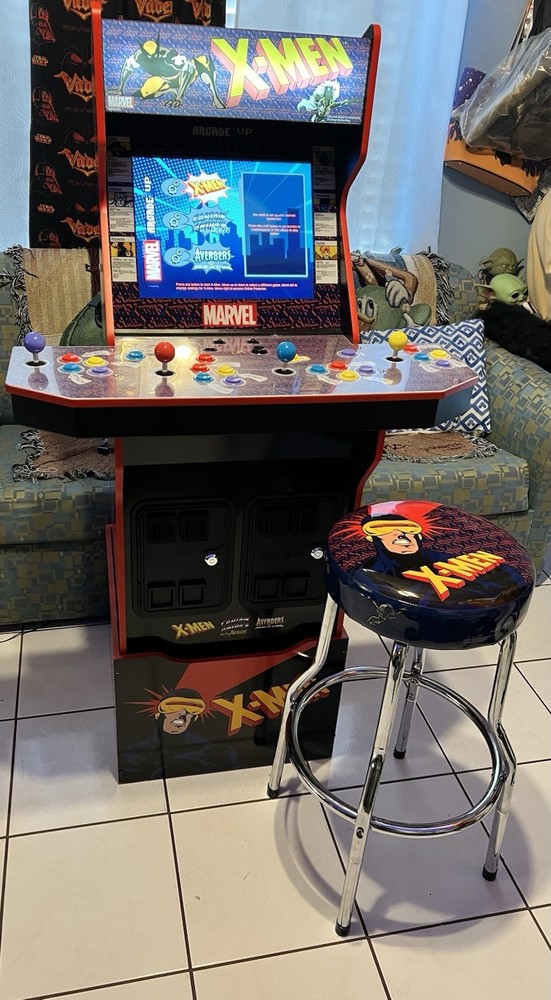 Arcade1Up Marvel X-Men 4 Player 3 Games Arcade Machine Stool & Riser RARE 🔥