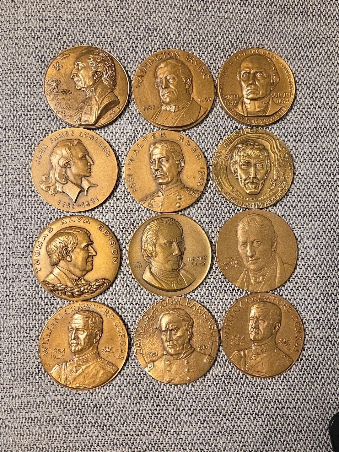 3" Hall of Fame For Great Americans Bronze Medal Medallic Art Co  Choose Any (1)