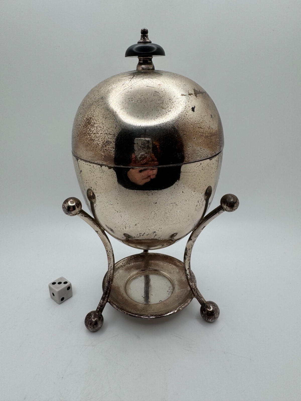 Antique English Silver Plated Egg Coddler, c. 1890-1930, No Egg Holder or Burner