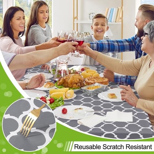 Rectangle Table Cloth, Waterproof Vinyl 84" x 60" (Rectangular) 1 Grey