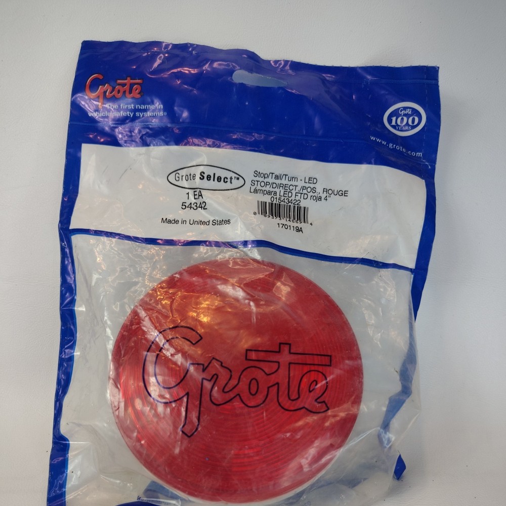 GROTE 54342 Stop/Turn/Tail Light,Round,Red 5UVT8