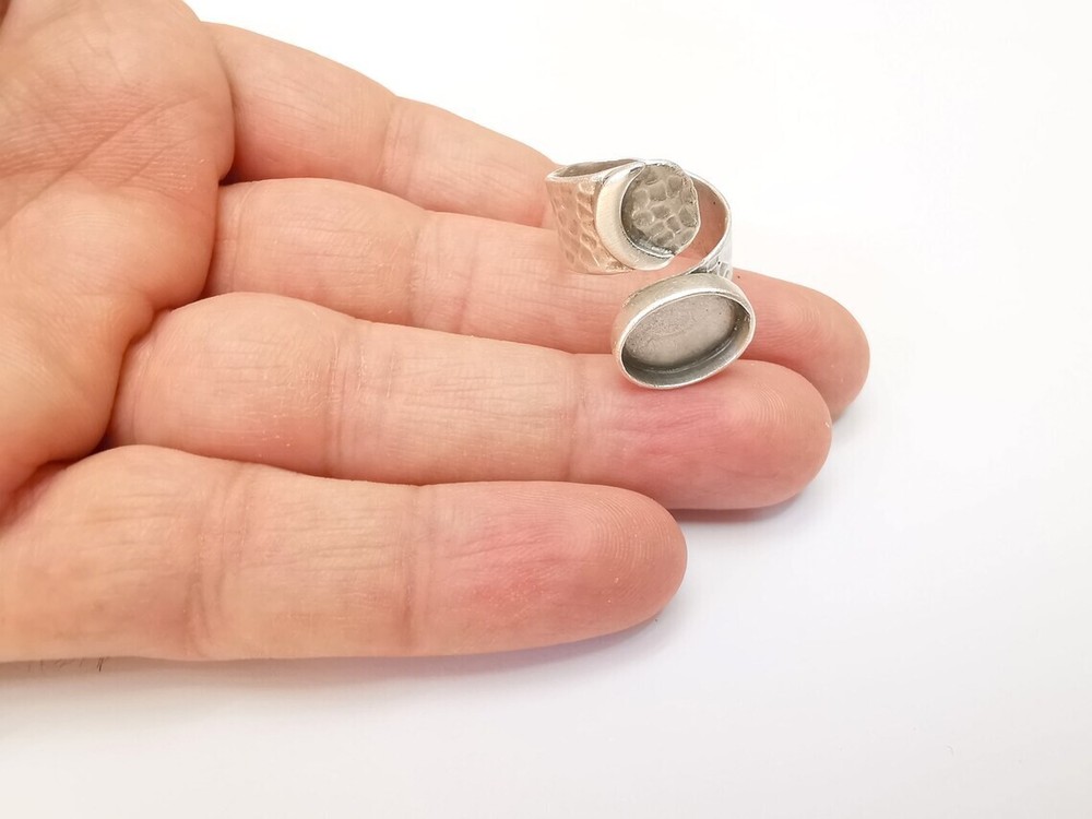 Crescent Ring Setting Blank Cabochon Ring Mounting Adjustable Wrap Ring Base