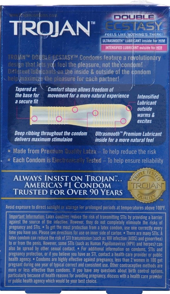 Double Ecstasy Lubricated Condoms - 10 Count