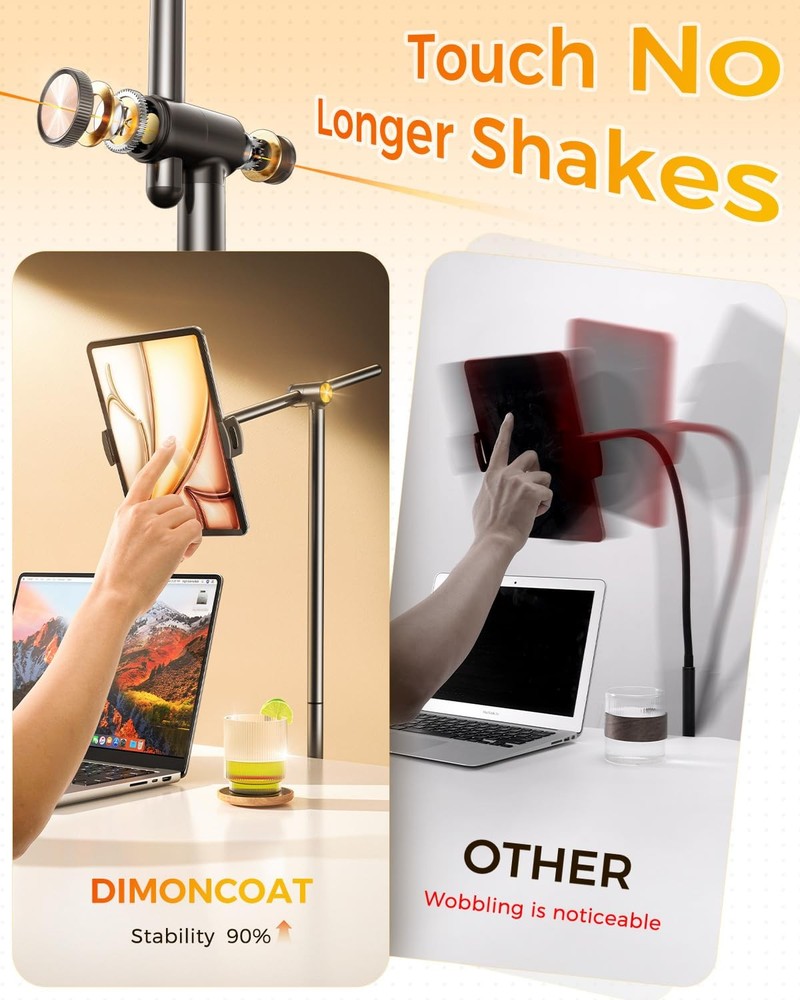 DIMONCOAT [Height-Adjustable & 360° Rotation Tablet Floor Stand Stable Base,...